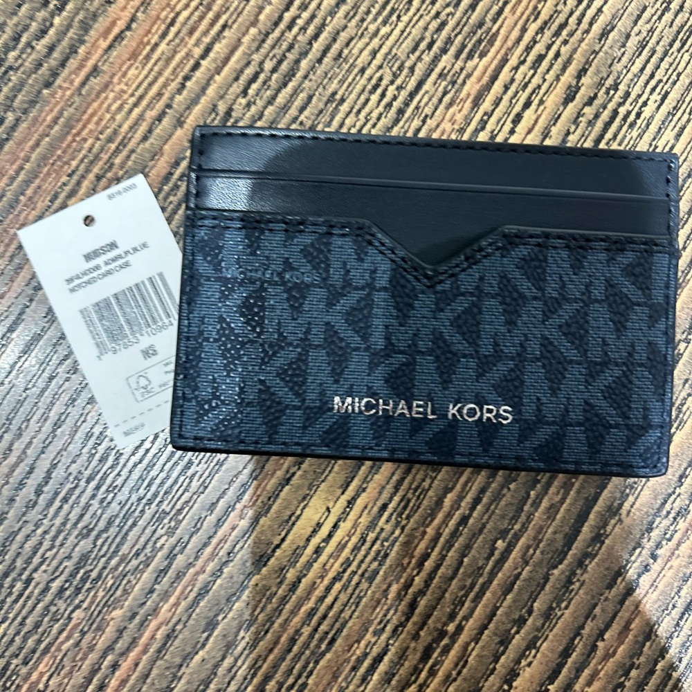 Michael Kors Cooper card case Wallet MK Ombre Logo blue
